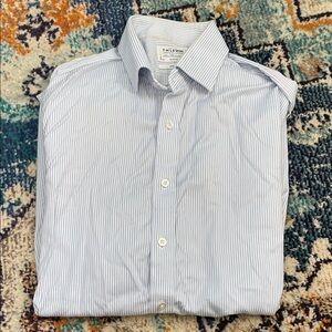 T.M.Lewin Men's Striped Button Down Shirt - Blue